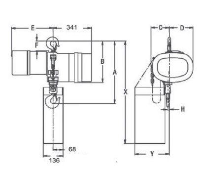 KELC variable frequency hook type, 250-3000 kg