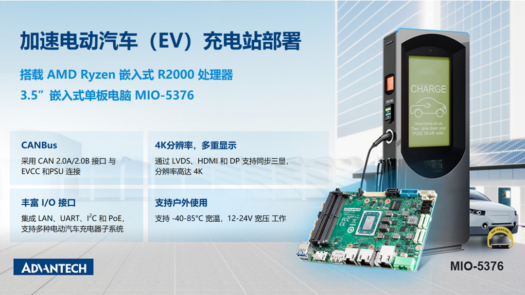 研华推出AMD平台3.5”单板电脑MIO-5376 加速电动汽车充电站部署